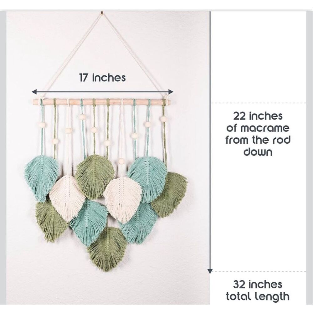 Sage green Macrame wall hanging boho bohemian yarn woven tapestry decoration - Picture 2 of 11